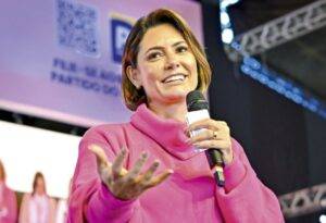 Ex-primeira-dama Michelle Bolsonaro, presidente nacional do PL - Foto: Reprodução