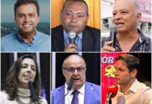 Candidatos à Prefeitura do Natal Carlos Eduardo (PSD), Heró Bezerra (PRTB), Nando Poeta (PSTU), Natália Bonavides (PT), Paulinho Freire (União Brasil) e Rafael Motta (Avante) - Foto: Reprodução