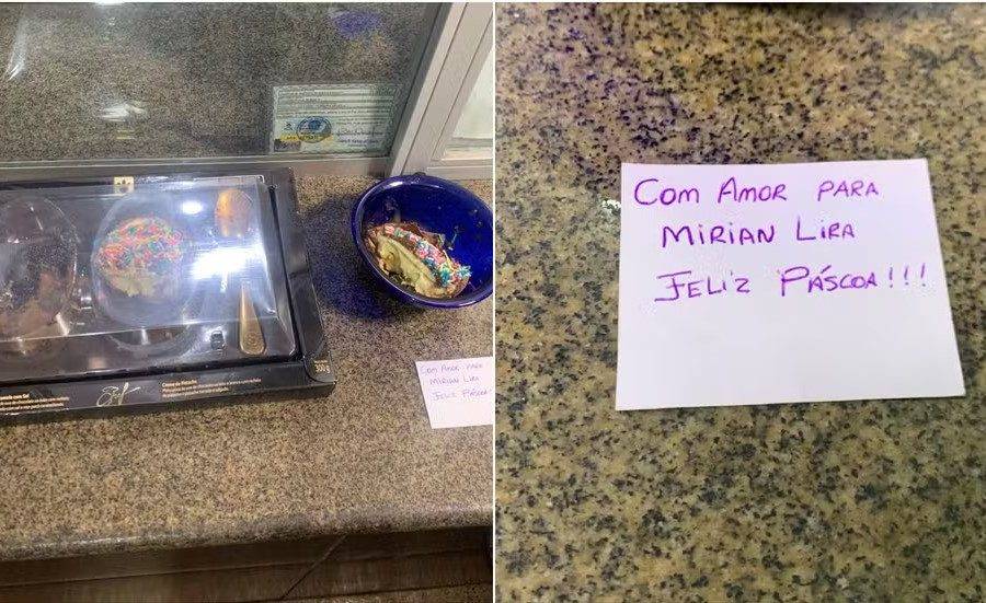 Ovo supostamente envenenado foi entregue com uma mensagem de 'Feliz Páscoa', segundo o pai da vítima — Foto: Divulgação/Polícia Civil