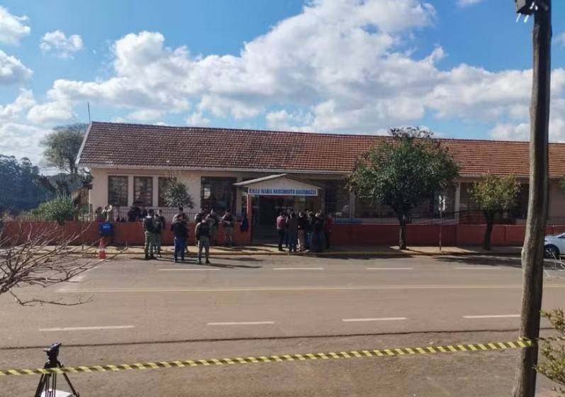 Escola Maria Nascimento Giacomazzi, em Estação (RS) — Foto: Reprodução / Polícia Civil do Rio Grande do Sul