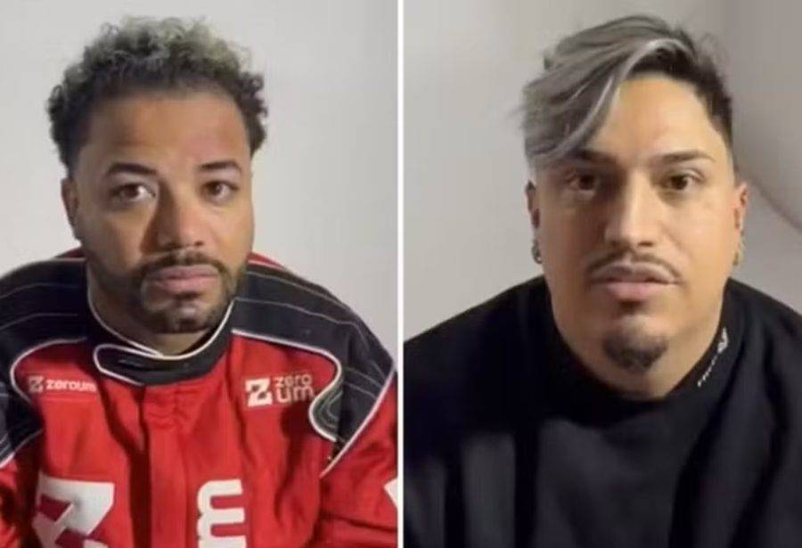 O influencer paraibano Hytalo Santos e o marido dele, Israel Nata Vicente, presos preventivamente nesta sexta-feira (15) em uma casa em Carapicuíba, na Grande São Paulo. — Foto: Reprodução/TV Globo